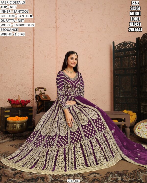 Premium Net Suit Set With Embroidery Sequence Work
