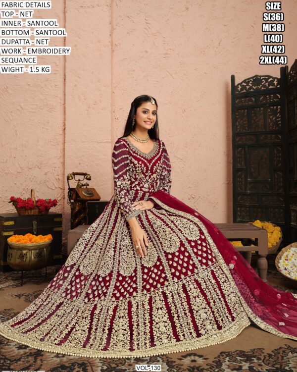 Premium Net Suit Set With Embroidery Sequence Work
