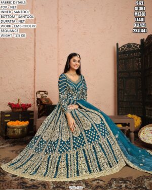 Premium Net Suit Set With Embroidery Sequence Work