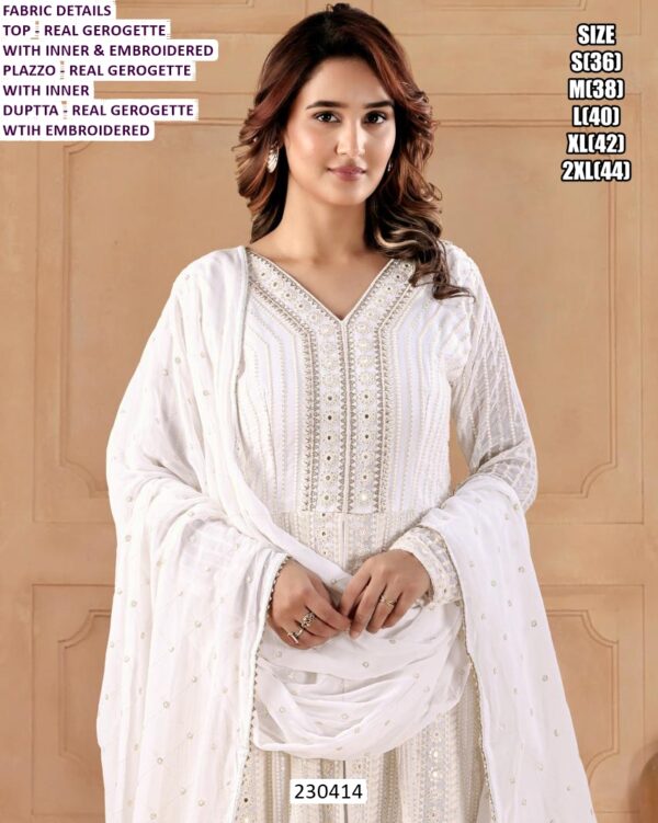 Designer Real Georgette Palazzo Suit With Embroidered Dupatta