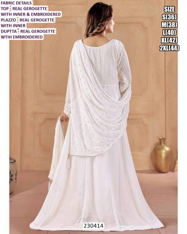 Designer Real Georgette Palazzo Suit With Embroidered Dupatta