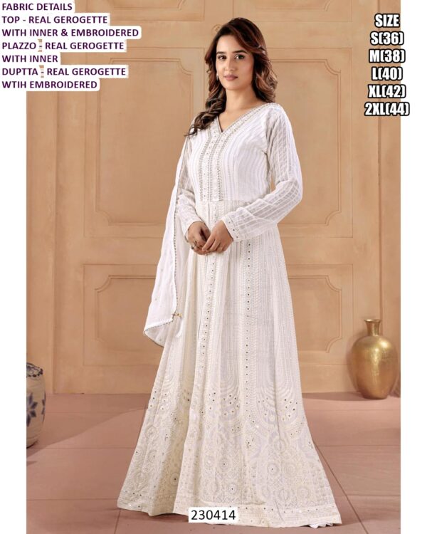 Designer Real Georgette Palazzo Suit With Embroidered Dupatta