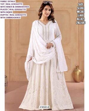 Designer Real Georgette Palazzo Suit With Embroidered Dupatta