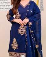 Designer Roman Silk Suit Set With Matching Dupatta
