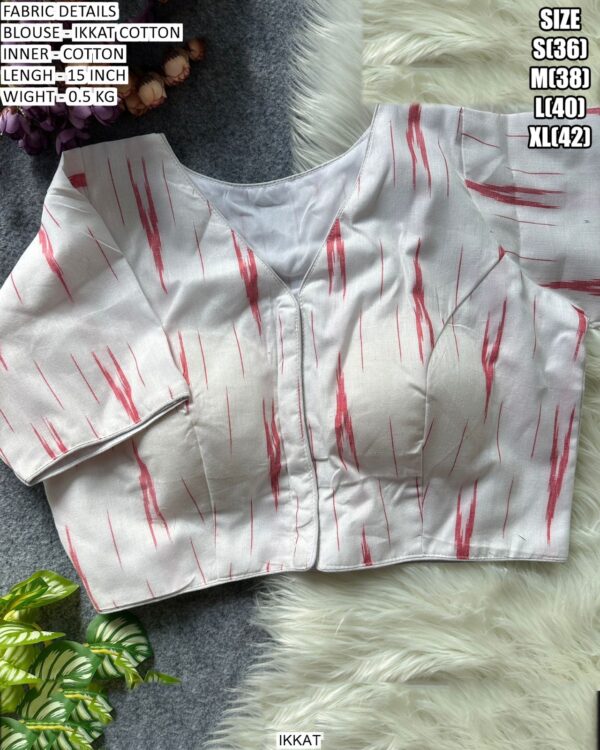 Premium Ikkat Cotton Readymade Blouse With Cotton Inner