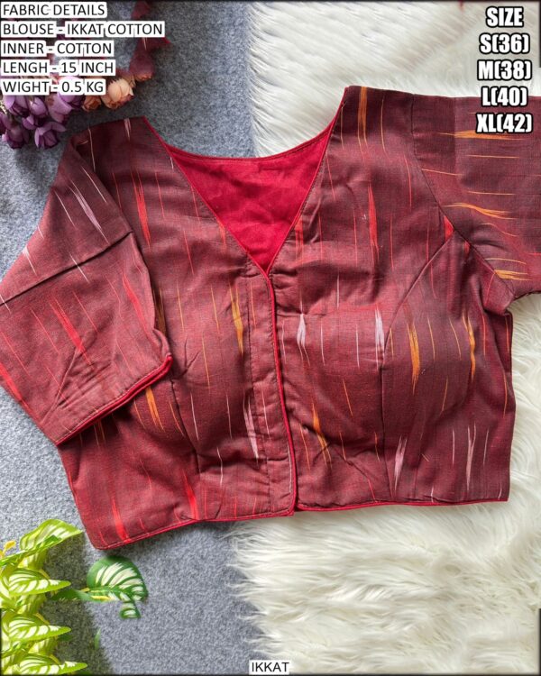 Premium Ikkat Cotton Readymade Blouse With Cotton Inner