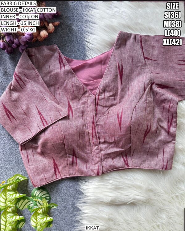 Premium Ikkat Cotton Readymade Blouse With Cotton Inner