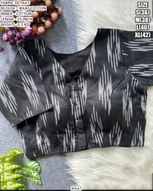 Premium Ikkat Cotton Readymade Blouse With Cotton Inner