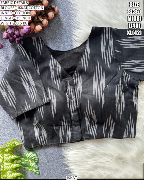 Premium Ikkat Cotton Readymade Blouse With Cotton Inner