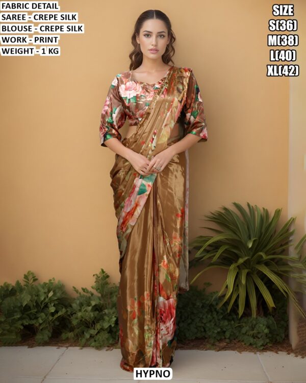 Premium Crepe Silk Printed Saree With Blouse Collection