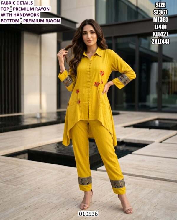 Premium Co Ord Set For Women With Handwork And Embroidery Detail