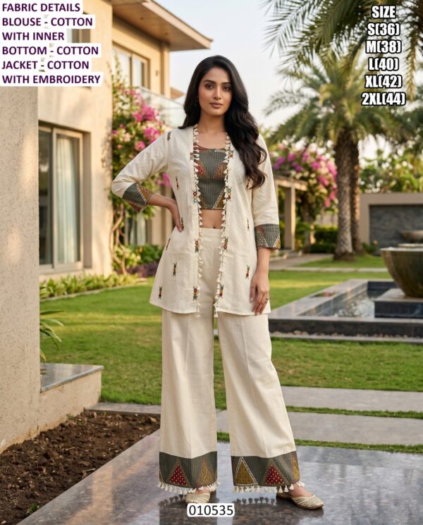 Premium Co Ord Set For Women With Handwork And Embroidery Detail