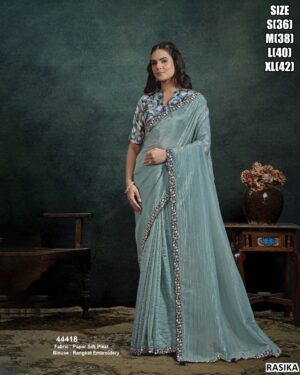 Elegant Saree With Embroidery Blouse Collection