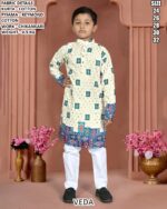 Cotton Kurta Pajama Set For Boys With Chikankari Design