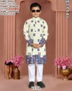 Cotton Kurta Pajama Set For Boys With Chikankari Design