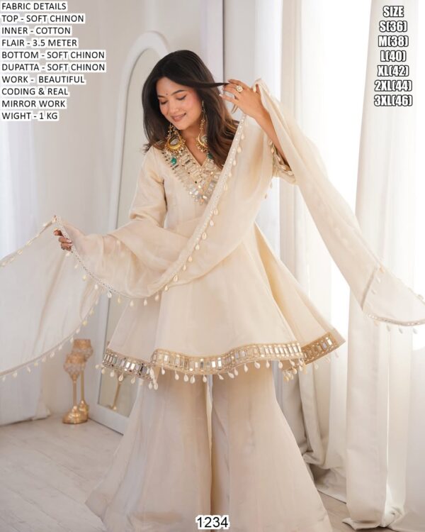 Beautiful Designer Kurti Sharara Set With Dupatta