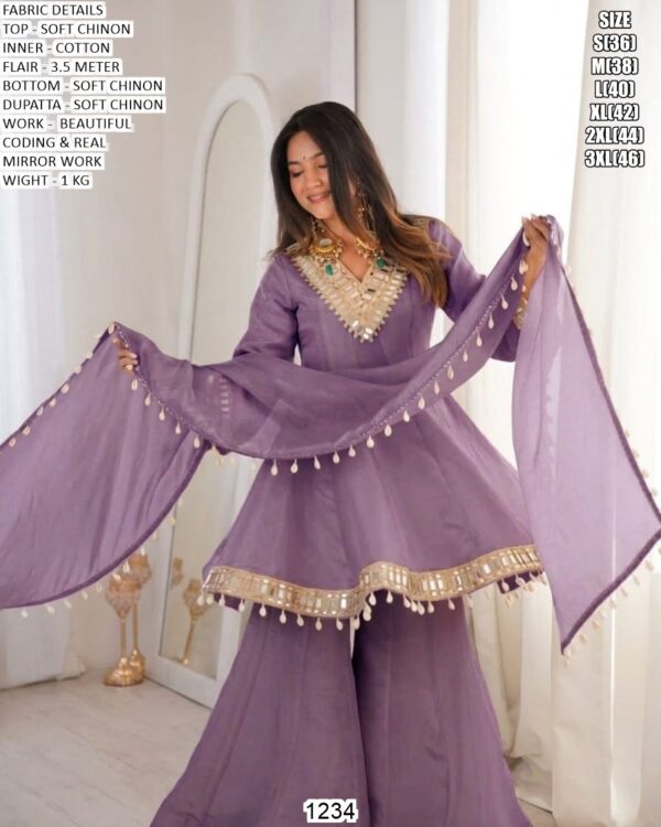 Beautiful Designer Kurti Sharara Set With Dupatta