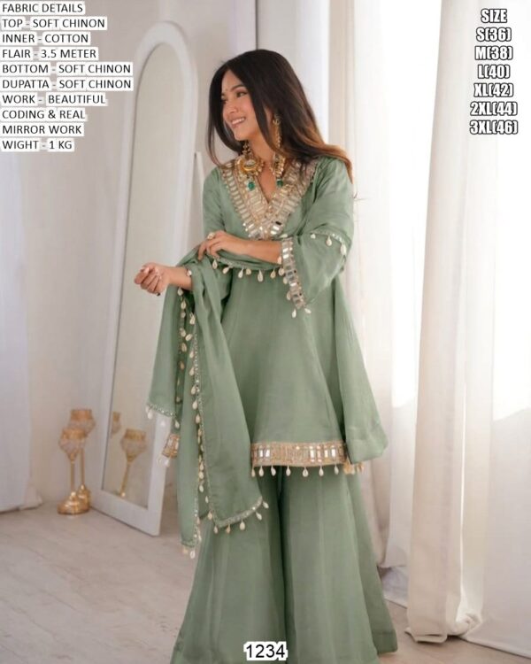 Beautiful Designer Kurti Sharara Set With Dupatta