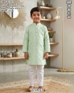 Kids Jacquard Silk Kurta Pajama Set