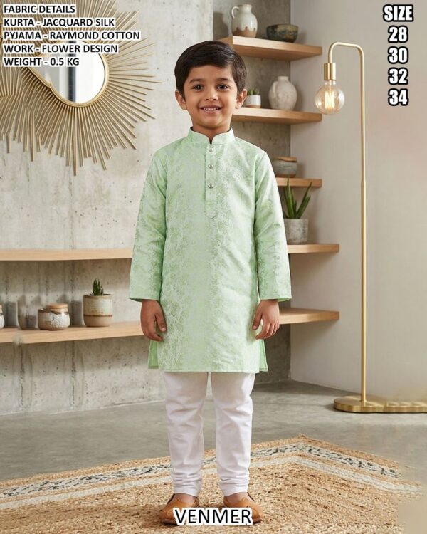 Kids Jacquard Silk Kurta Pajama Set