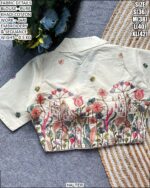 Pure Khadi Cotton Blouse With Jari Embroidery And Sequin Work