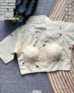 Pure Khadi Cotton Blouse With Jari Embroidery And Sequin Work