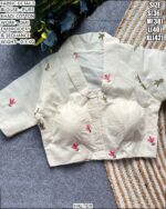 Pure Khadi Cotton Blouse With Jari Embroidery And Sequin Work