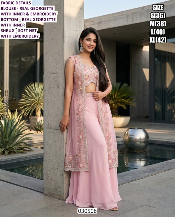 Designer Ethnic Wear Collection For Women Saree Palazzo And Shrug Sets