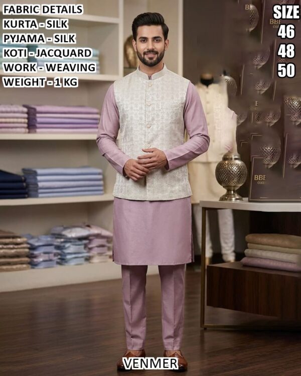 Elegant Occasion Wear Kurta Set With Jacquard Koti