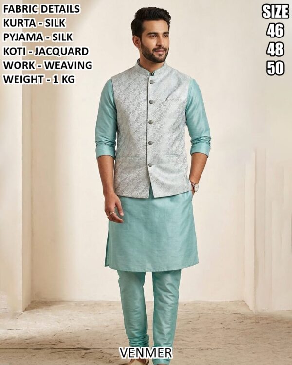 Elegant Occasion Wear Kurta Set With Jacquard Koti