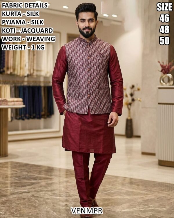 Elegant Occasion Wear Kurta Set With Jacquard Koti