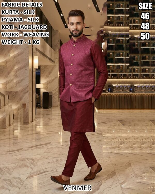 Elegant Occasion Wear Kurta Set With Jacquard Koti