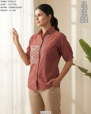 Smart Casual Embroidered Shirt For Women
