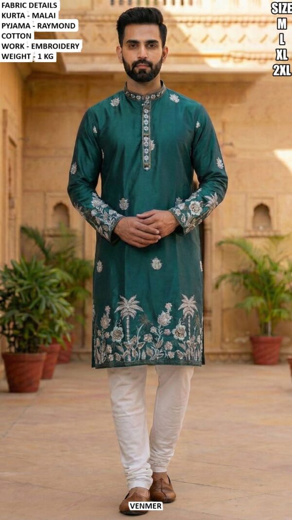 Festive Wear Embroidered Kurta Set For Men