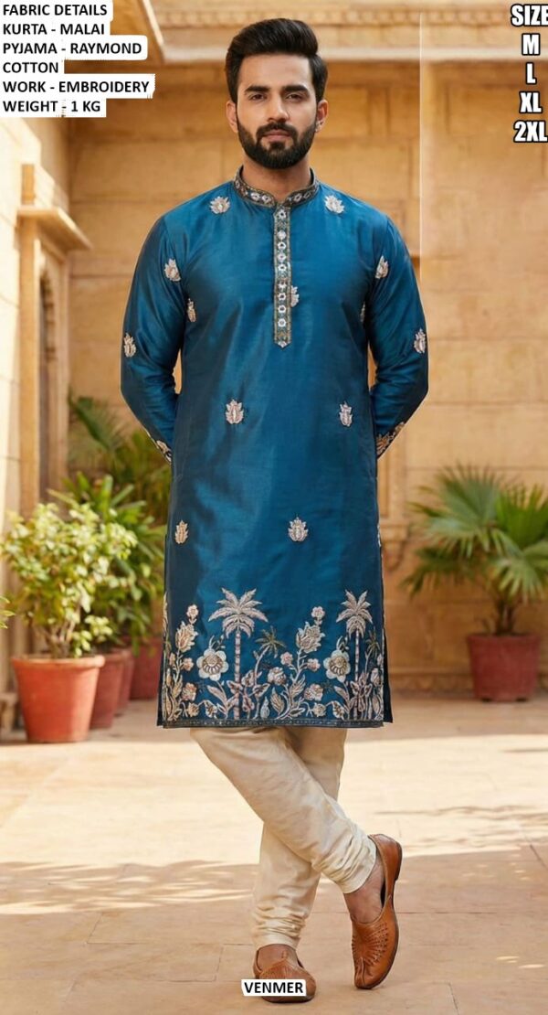 Festive Wear Embroidered Kurta Set For Men