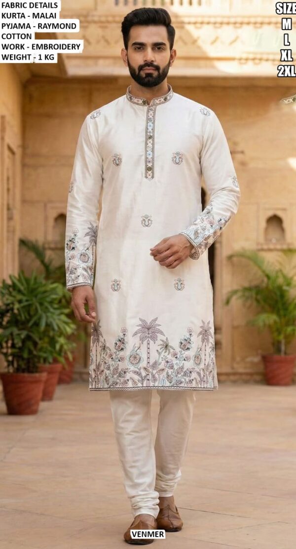 Festive Wear Embroidered Kurta Set For Men