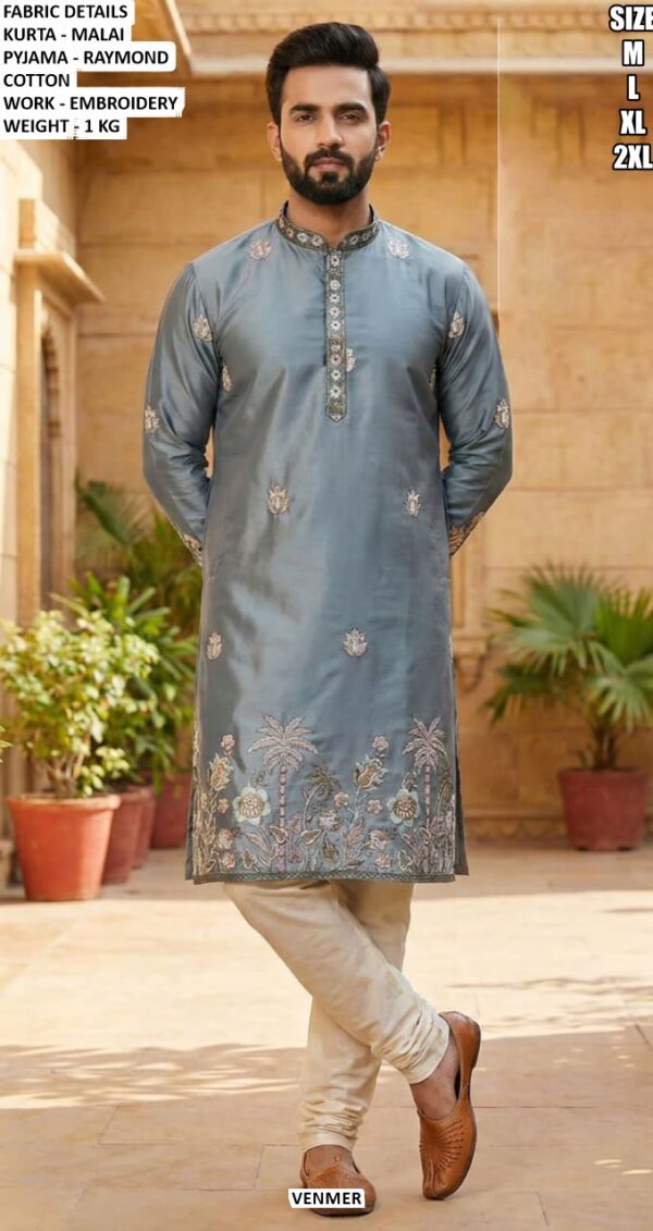 Festive Wear Embroidered Kurta Set For Men