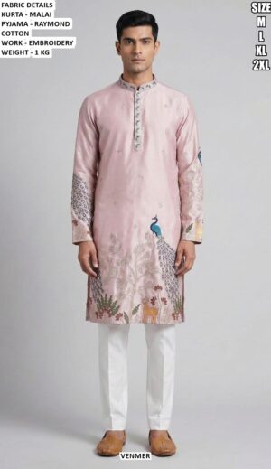 Festive Wear Embroidered Kurta Set For Men