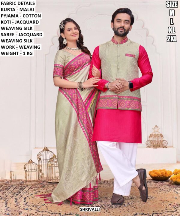 Designer Couple Traditional Outfit For Festive And Wedding Wear