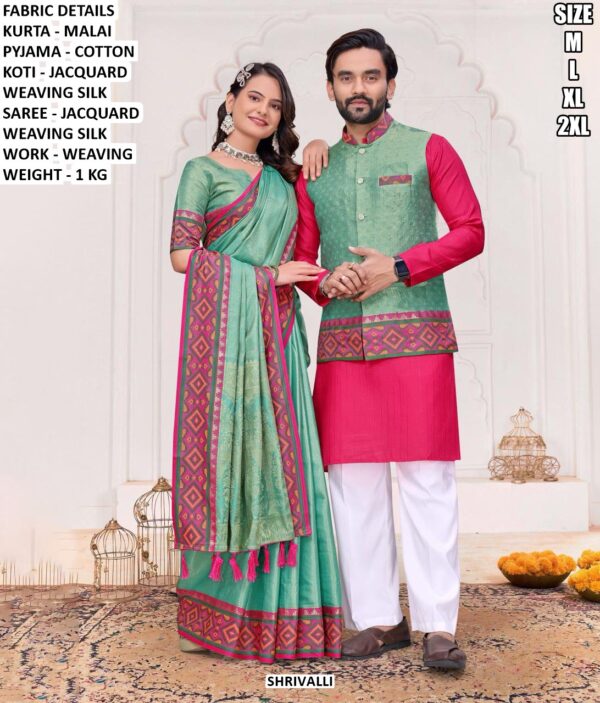 Designer Couple Traditional Outfit For Festive And Wedding Wear