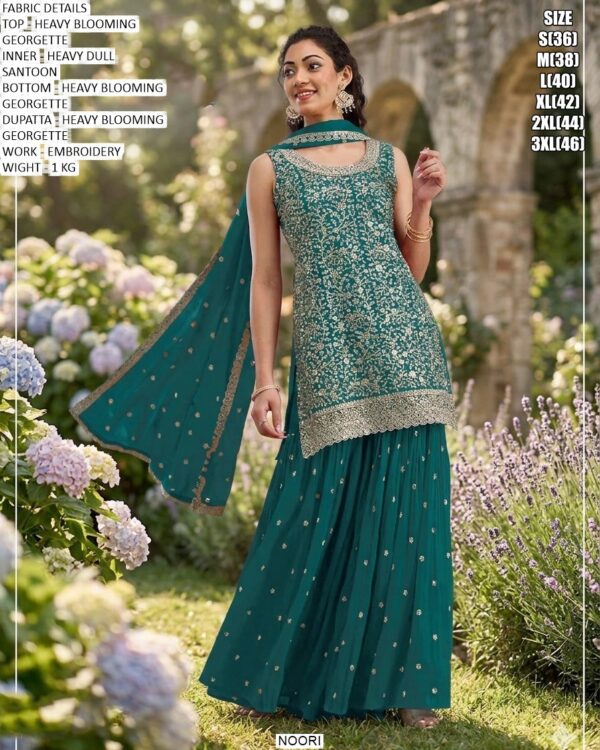 Elegant Heavy Blooming Georgette Sharara Set For Festive Wear