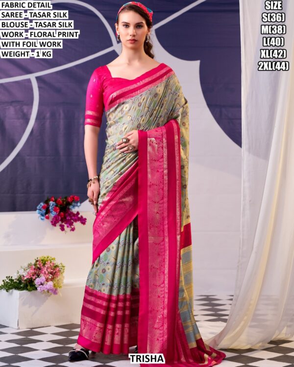 Stylish Occasion Wear Tasar Silk Saree For Women