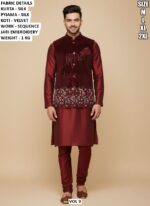 Designer Men Ethnic Wear Set With Sequence Jari Embroidery