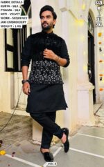 Designer Men Ethnic Wear Set With Sequence Jari Embroidery