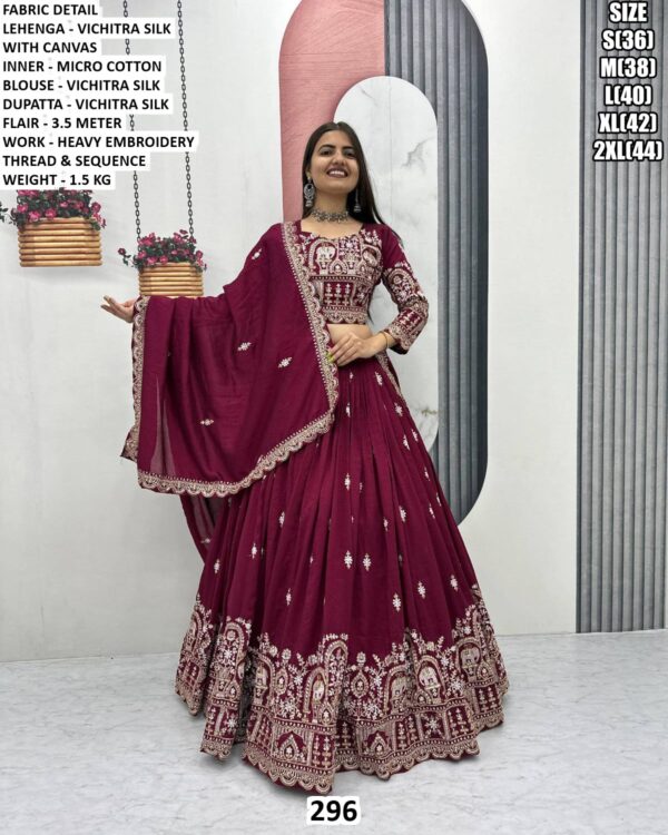 Women’s Lehenga Choli With Vichitra Silk Blouse And Dupatta