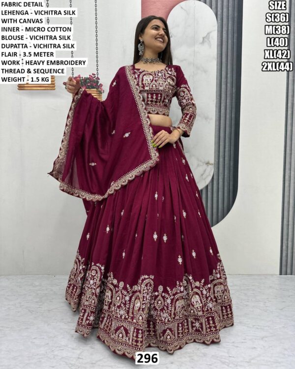 Women’s Lehenga Choli With Vichitra Silk Blouse And Dupatta
