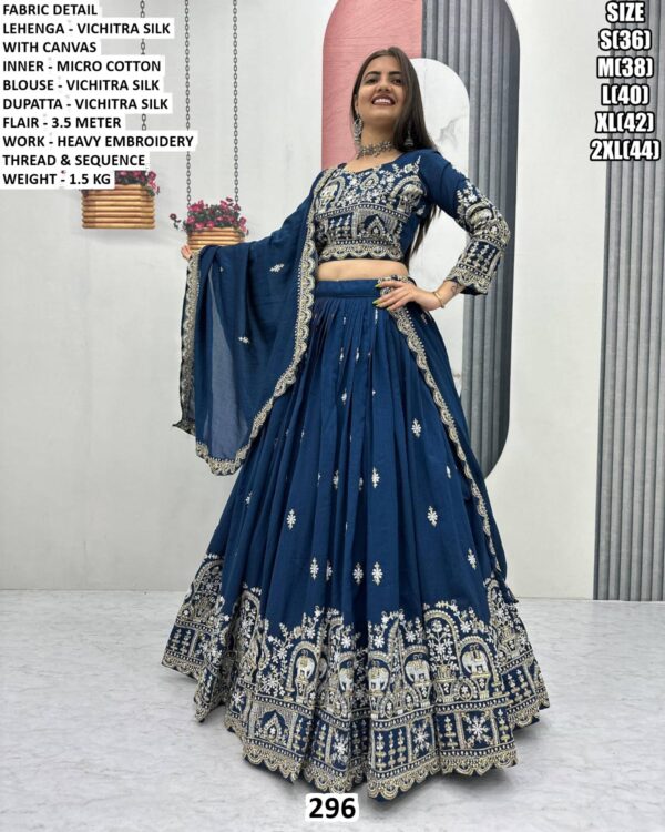 Women’s Lehenga Choli With Vichitra Silk Blouse And Dupatta