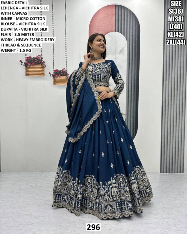 Women’s Lehenga Choli With Vichitra Silk Blouse And Dupatta