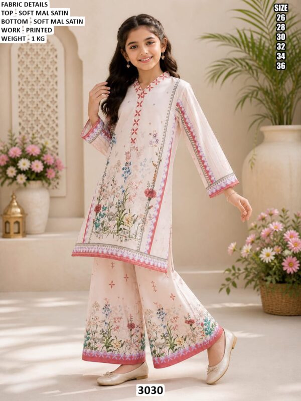 Kids Designer Soft Mal Satin Top Bottom Set