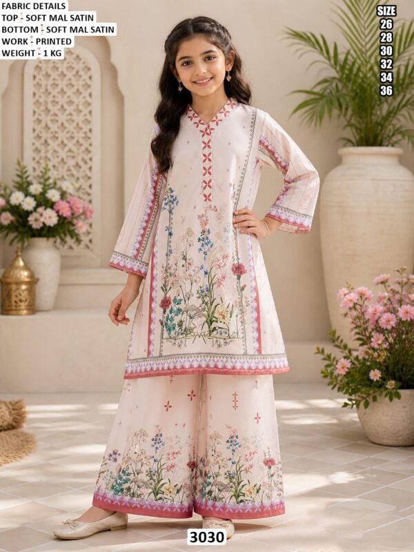 Kids Designer Soft Mal Satin Top Bottom Set
